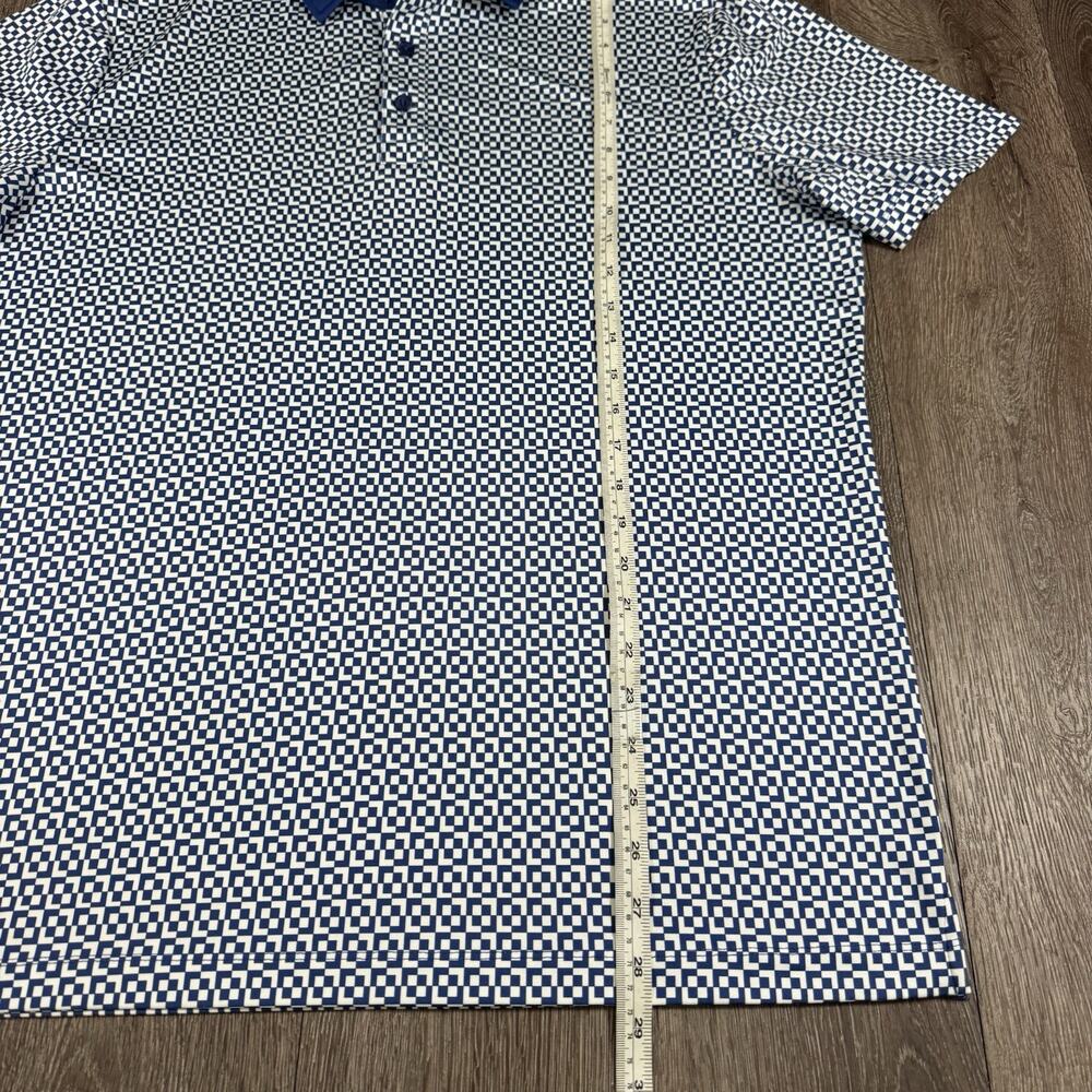 REDVANLY Polo Shirt Mens Large Blue Geometric Golf Performance Stretch Tech - Picture 6 of 12